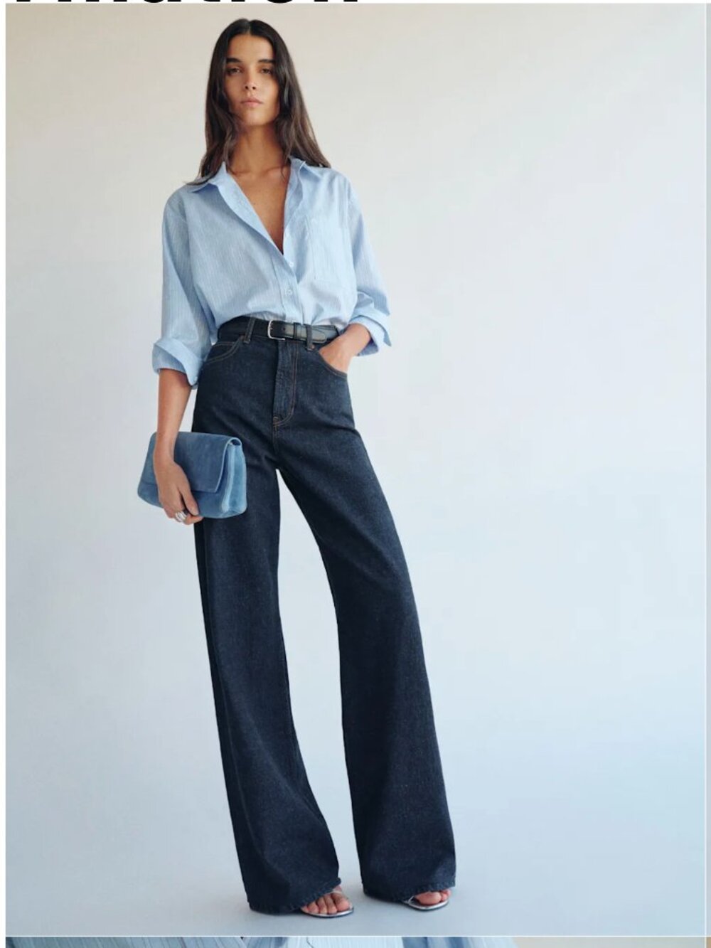 Reformation Cary High Rise Slouchy Wide Leg Jeans Blue - Size 30